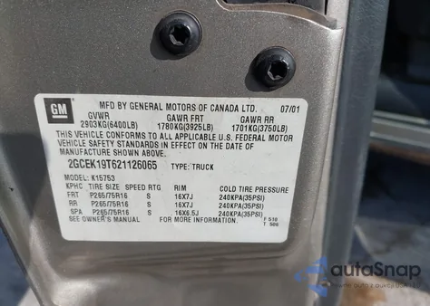 2002 Chevrolet Silverado 1500 Ls from USA, damaged, VIN 2GCEK19T621126065